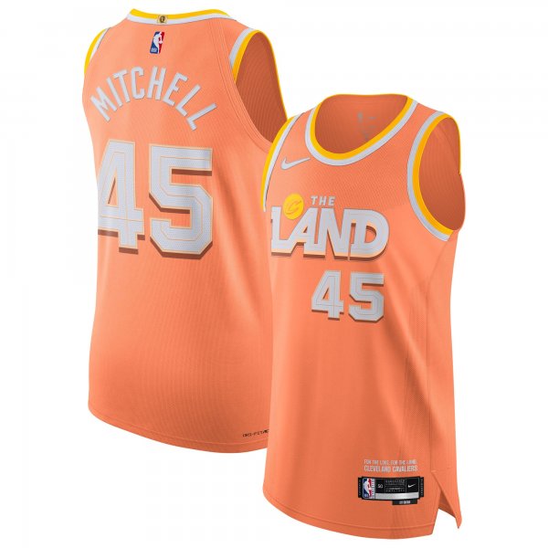 Men's Unisex Cleveland Cavaliers #45 Donovan Mitchell Nike Orange 2025/26 Authentic City Edition Jersey