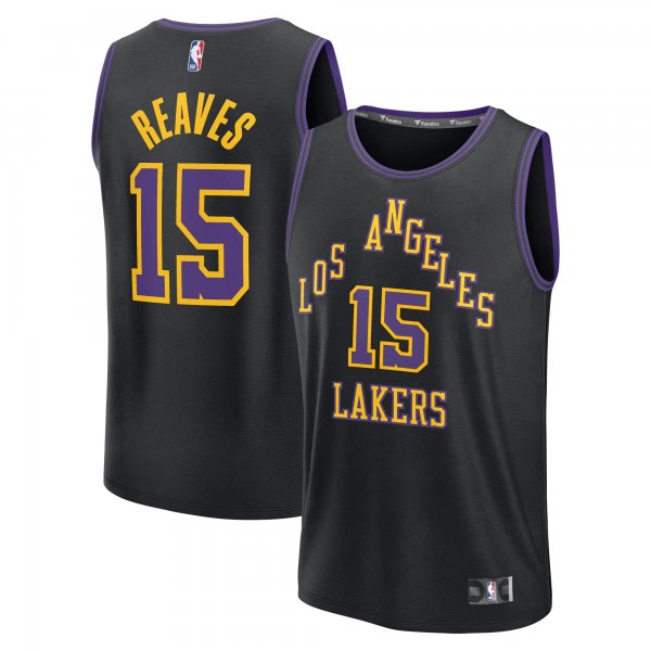 Youth Los Angeles Lakers #15 Austin Reaves Fanatics Black 2025/26 City Edition Fast Break Jersey