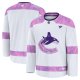 Men's Vancouver Canucks Fanatics White 2024 Hockey Fights Cancer Practice Jersey