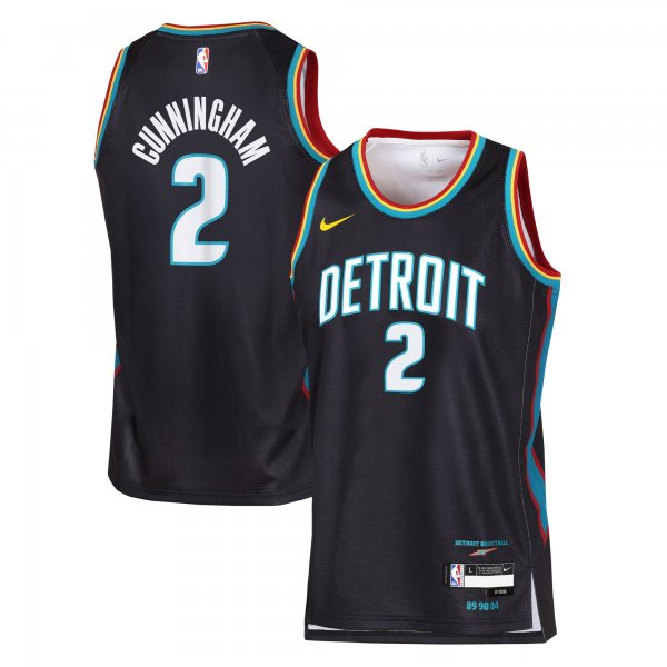 Youth Detroit Pistons #2 Cade Cunningham Nike Black 2025/26 City Edition Swingman Jersey