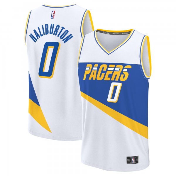 Youth Indiana Pacers #0 Tyrese Haliburton Fanatics White 2025/26 City Edition Fast Break Jersey