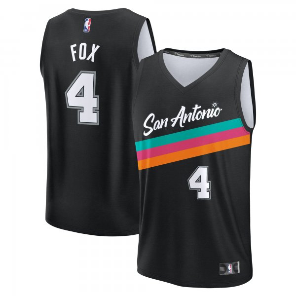 Youth San Antonio Spurs #4 De'Aaron Fox Fanatics Black 2025/26 City Edition Fast Break Jersey